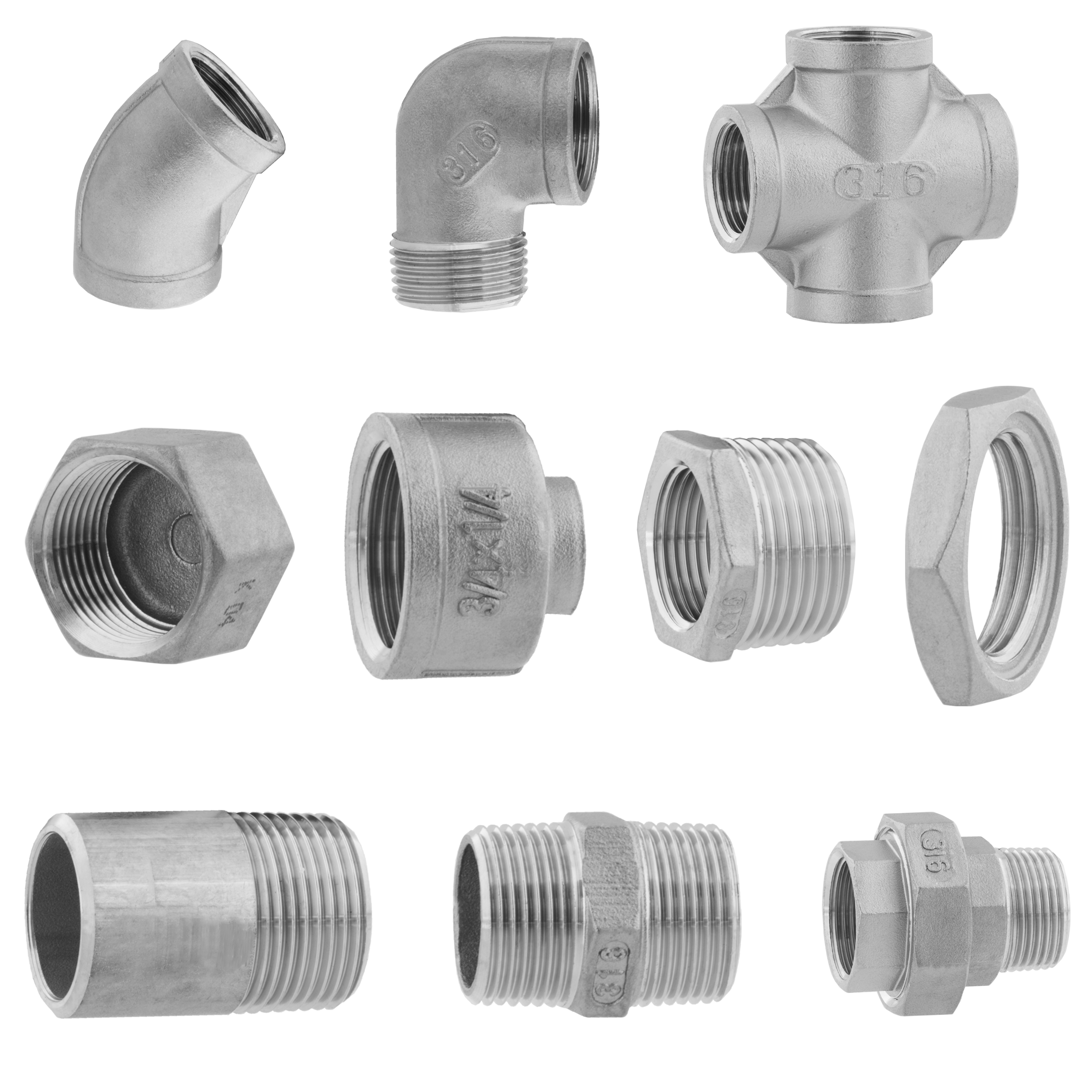Roestvaststalen draadfittingen uit voorraad leverbaar